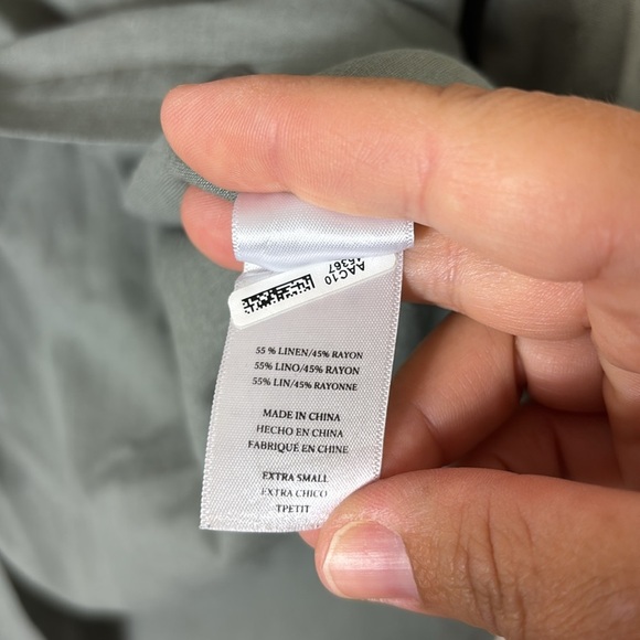 Rails Kona Button Down Shirt Linen Blend Embroidered Olive Green Shirt Sz XS - Picture 11 of 14